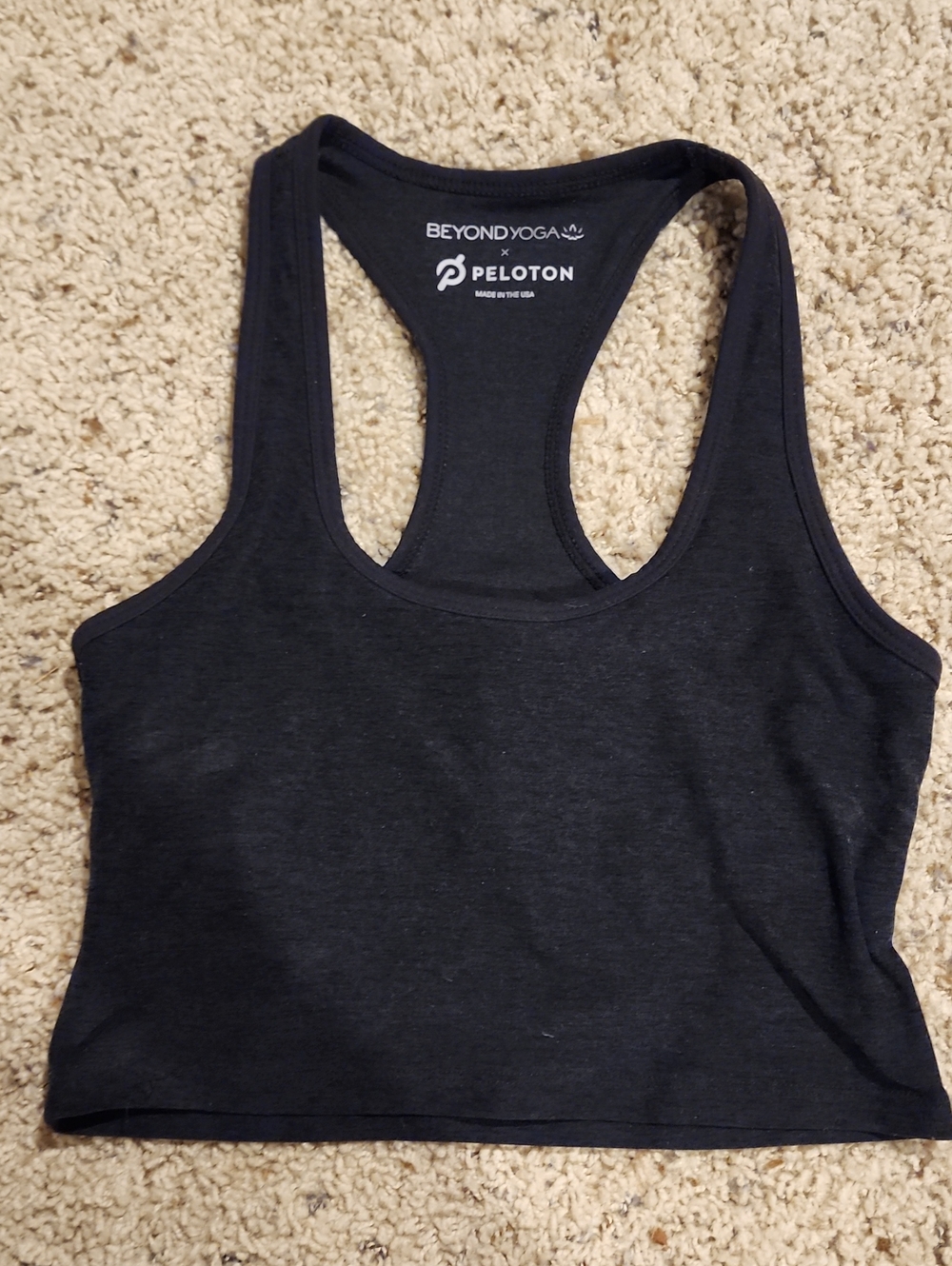 Peloton Black Racerback Crop Tank Top